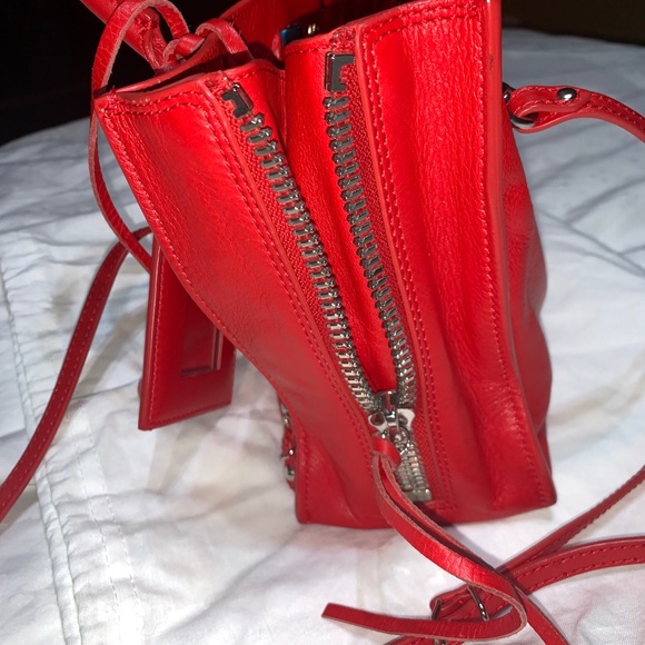 Auth BALENCIAGA Papier Mini Red Leather Tote Bag - Picture 5 of 14